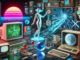 nternet Pornography Evolution illustrated from dial-up modem images to immersive AI experiences