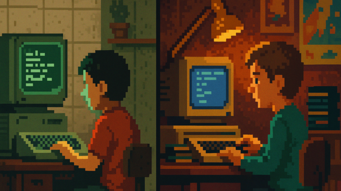 german-8bit-computers-east-west-coldwar East and West German children using 8-bit computers in the 1980s