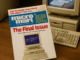 Micro Mart magazine on an old desk, next to a classic beige PC.