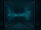 AI Feedback Loops show two mirrors facing each other, creating infinity with flowing digital data between, representing recursive AI systems.