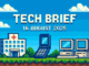 Tech Brief 16 August 2025 depicted in a pixel art style with vibrant colours, featuring digital innovation elements like a hospital, flip phone, and computers, in an 8-bit graphics theme