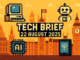 Tech Brief 22 August 2025, an 8-bit pixel art showing computing hardware, AI symbols, and iconic British architecture highlighting the UK's tech evolution and challenges.