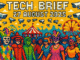 Tech Brief 27 August 2025 featuring an 8-bit pixel art of Notting Hill Carnival with attendees in colourful costumes under surveillance cameras, illustrating the blend of celebration and privacy concerns.
