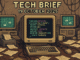 Tech Brief 19 October 2025 features an 8-bit pixel art image of a retro IT office packed with outdated technology and hints at modern AI and autonomous vehicles in the backdrop, symbolising the clash between old and new tech